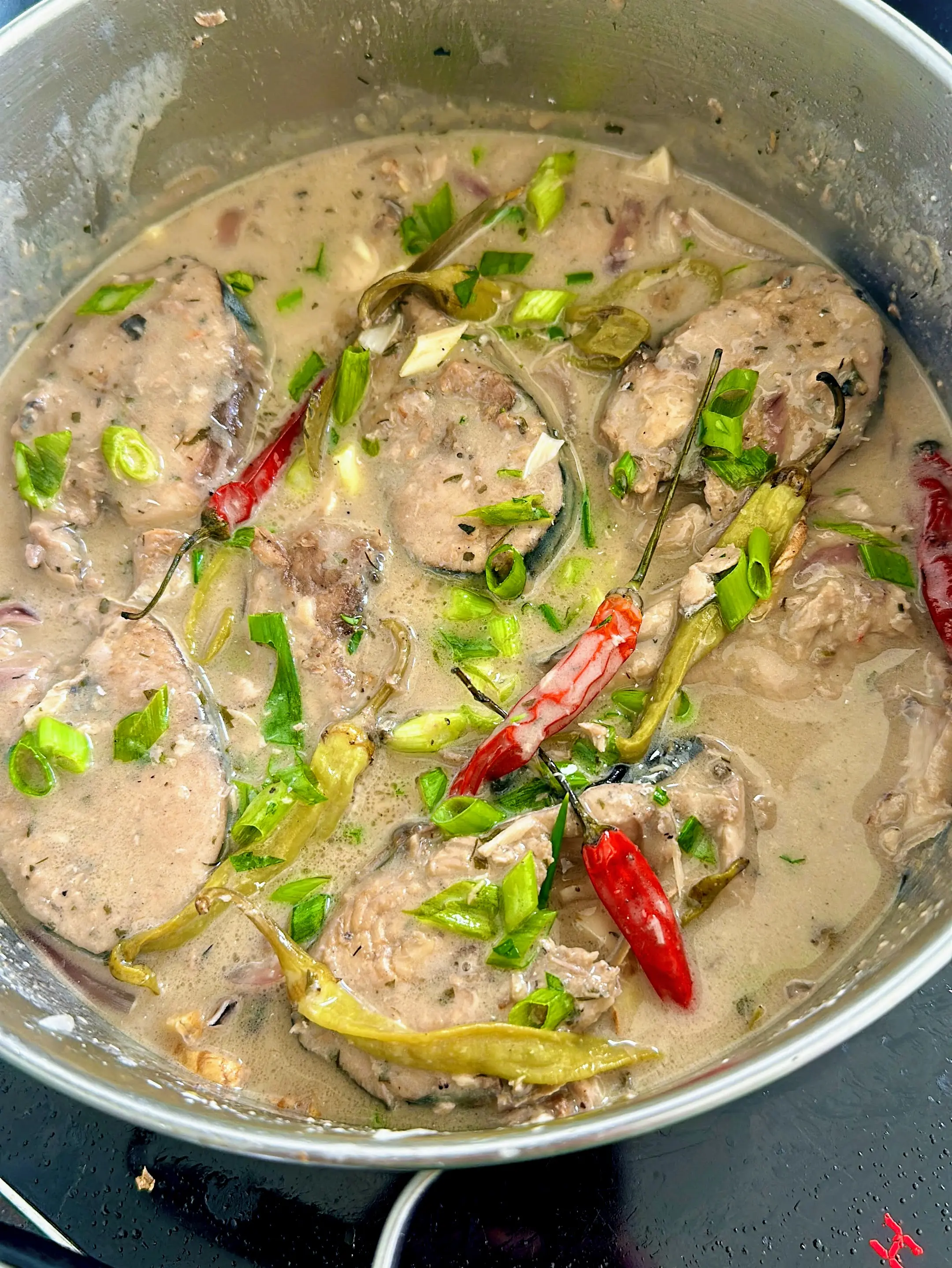 Ginataang bonito with a thick, fragrant sauce